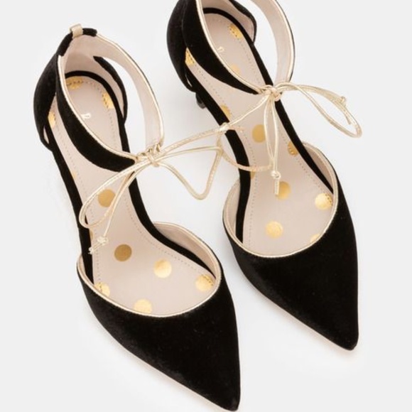 BODEN SABRINA Ankle Straps Black Velvet Heels 40 - Picture 1 of 7